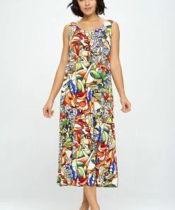 Jostar Dresses Stretchy Long Tank Dress Print - 700BN-TRP1-W329