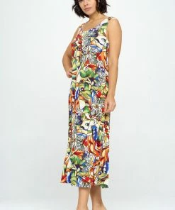 Jostar Stretchy Tank Long Dress Sleeveless Plus In Print-700BN-TXP-W329 Plus Size