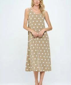 Jostar Polka Dot Print Long Tank Dress Print -700BN-TRP1-W360