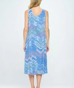 Jostar Blue Abstract Print Long Tank Dress Print -700BN-TRP1-W362