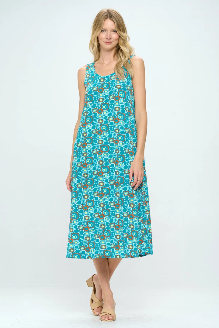 Jostar Retro Print Long Tank Dress Print -700BN-TRP1-W363 Dresses