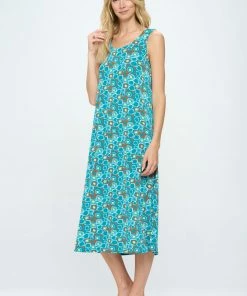 Jostar Retro Print Long Tank Dress Print -700BN-TRP1-W363 Dresses