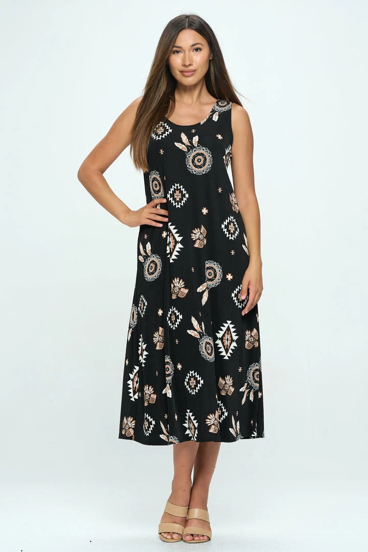 Jostar Print Long Tank Dress Print -700BN-TRP1-W370 Dresses