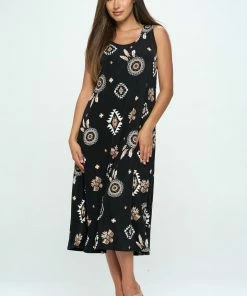 Jostar Print Long Tank Dress Print -700BN-TRP1-W370 Dresses