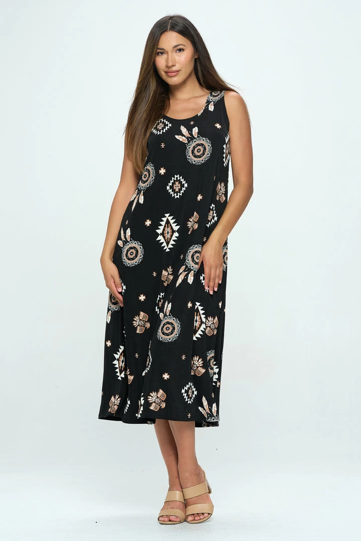 Jostar Print Long Tank Dress Print -700BN-TRP1-W370 Dresses