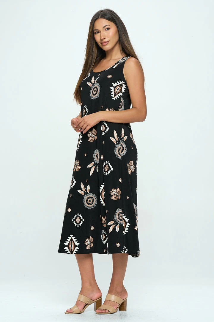 Jostar Print Long Tank Dress Print -700BN-TRP1-W370 Dresses