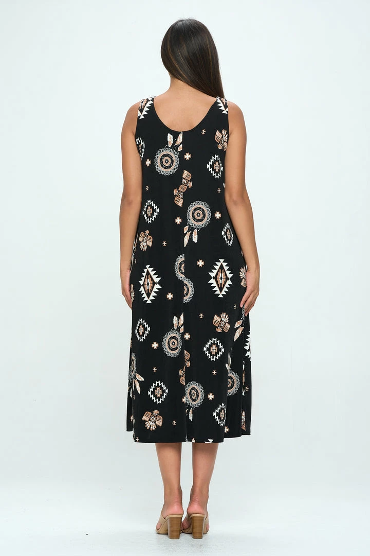 Jostar Print Long Tank Dress Print -700BN-TRP1-W370 Dresses