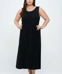 Jostar Women's Stretchy Tank Long Dress Sleeveless Plus Size, 700BN-TX