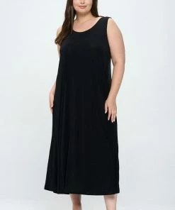 Jostar Women's Stretchy Tank Long Dress Sleeveless Plus Size, 700BN-TX