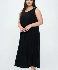 Jostar Women's Stretchy Tank Long Dress Sleeveless Plus Size, 700BN-TX