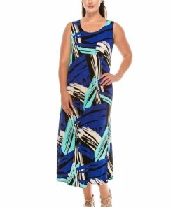 Jostar Dresses Stretchy Long Tank Dress Print -700BN-TRP1-W307