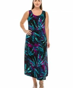 Jostar Stretchy Long Tank Dress Print-700BN-TRP1-W101 Dresses