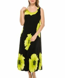 Plus Size Jostar Women's Stretchy Tank Long Dress Sleeveless Plus Print, 700BN-TXP-W113