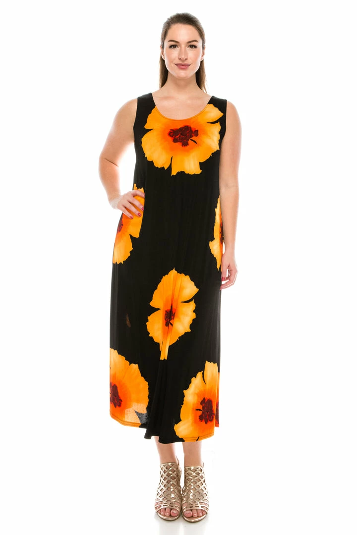 Jostar Stretchy Long Tank Dress Print-700BN-TRP1-W113