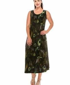 Jostar Women's Stretchy Tank Long Dress Sleeveless Plus Print, 700BN-TXP-W137