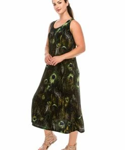 Jostar Women's Stretchy Tank Long Dress Sleeveless Plus Print, 700BN-TXP-W137