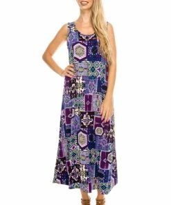 Jostar Long Length Stretchy Long Tank Dress Print-700BN-TRP1-W166