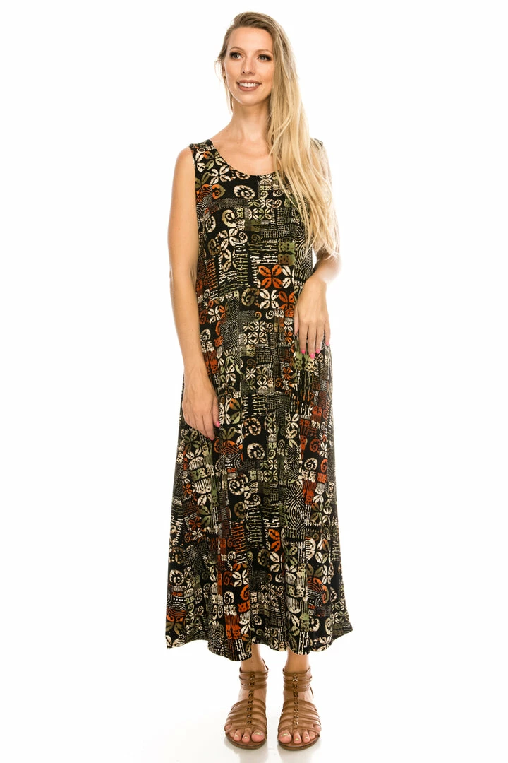 Jostar Tretchy Long Tank Dress Print-700BN-TRP1-W167