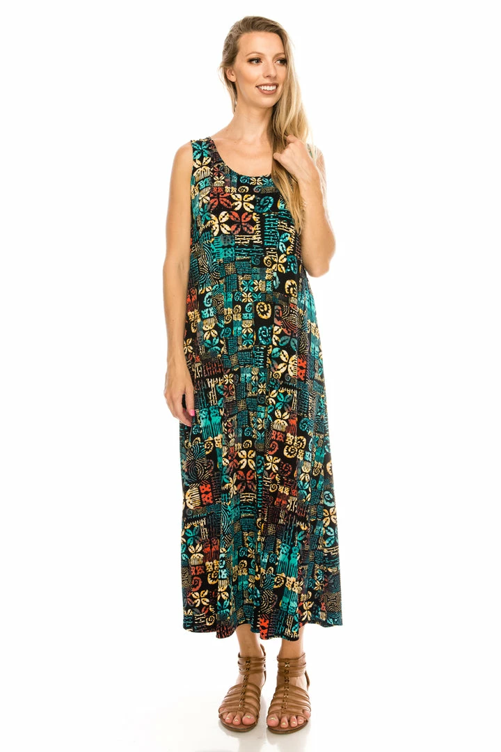 Jostar Tretchy Long Tank Dress Print-700BN-TRP1-W167
