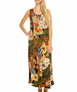 Jostar Stretchy Long Tank Dress Print-700BN-TRP1-W168 Long Length