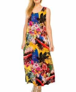 Jostar Stretchy Long Tank Dress Print-700BN-TRP1-W169