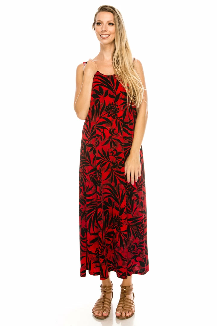Jostar Long Length Stretchy Long Tank Dress Print-700BN-TRP1-W173