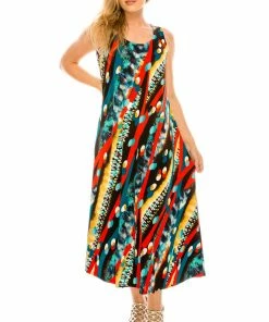 Jostar Long Length Stretchy Long Tank Dress Print-700BN-TRP1-W175