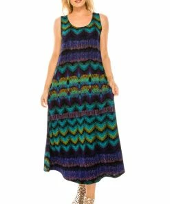 Jostar Long Length Stretchy Long Tank Dress Print-700BN-TRP1-W176