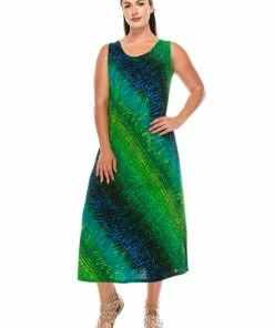 Plus Size Jostar Women's Stretchy Tank Long Dress Sleeveless Plus Print, 700BN-TXP-W182