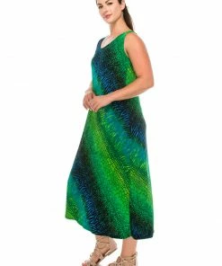 Plus Size Jostar Women's Stretchy Tank Long Dress Sleeveless Plus Print, 700BN-TXP-W182