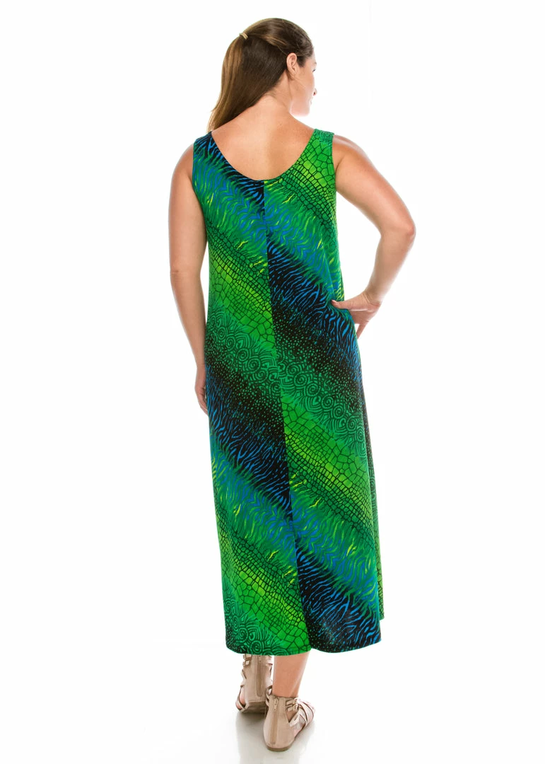 Plus Size Jostar Women's Stretchy Tank Long Dress Sleeveless Plus Print, 700BN-TXP-W182
