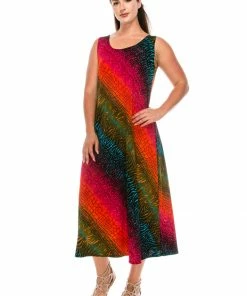 Plus Size Jostar Women's Stretchy Tank Long Dress Sleeveless Plus Print, 700BN-TXP-W182