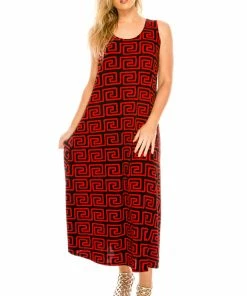 Jostar Women's Stretchy Tank Long Dress Sleeveless Plus Print, 700BN-TXP-W187