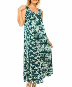 Jostar Women's Stretchy Tank Long Dress Sleeveless Plus Print, 700BN-TXP-W187