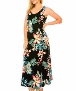 Jostar Women's Stretchy Tank Long Dress Sleeveless Plus Print, 700BN-TXP-W189