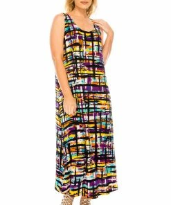 Jostar Women's Stretchy Tank Long Dress Sleeveless Plus Print, 700BN-TXP-W198