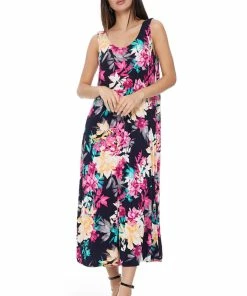 Jostar Stretchy Long Tank Dress Print-700BN-TRP1-W214 Dresses