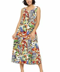 Jostar Stretchy Tank Long Dress Sleeveless Plus In Print-700BN-TXP-W329 Plus Size