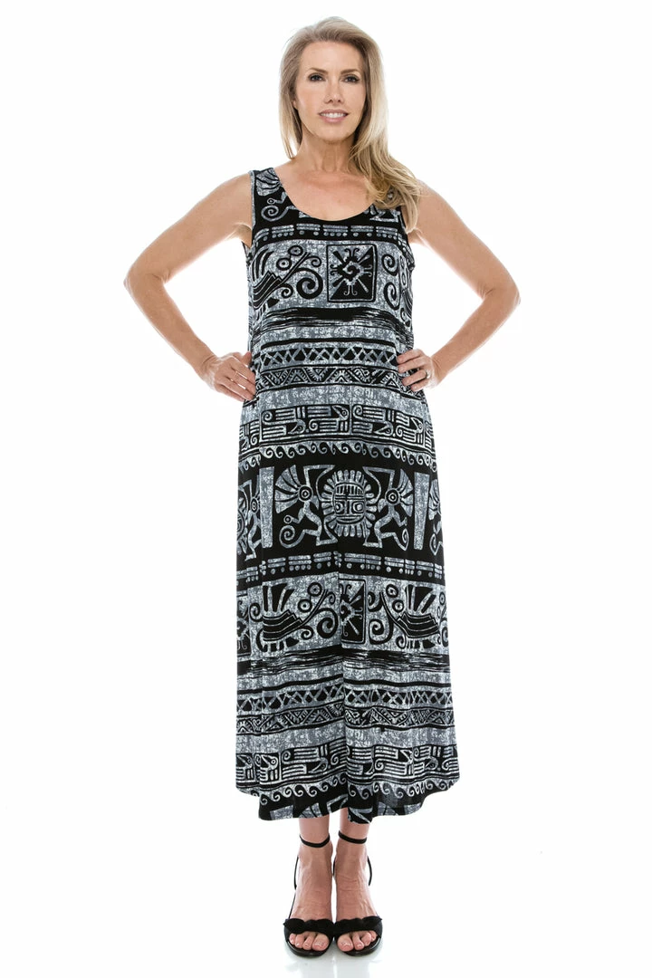 Jostar Dresses Stretchy Long Tank Dress Print-700BN-TRP1-W901