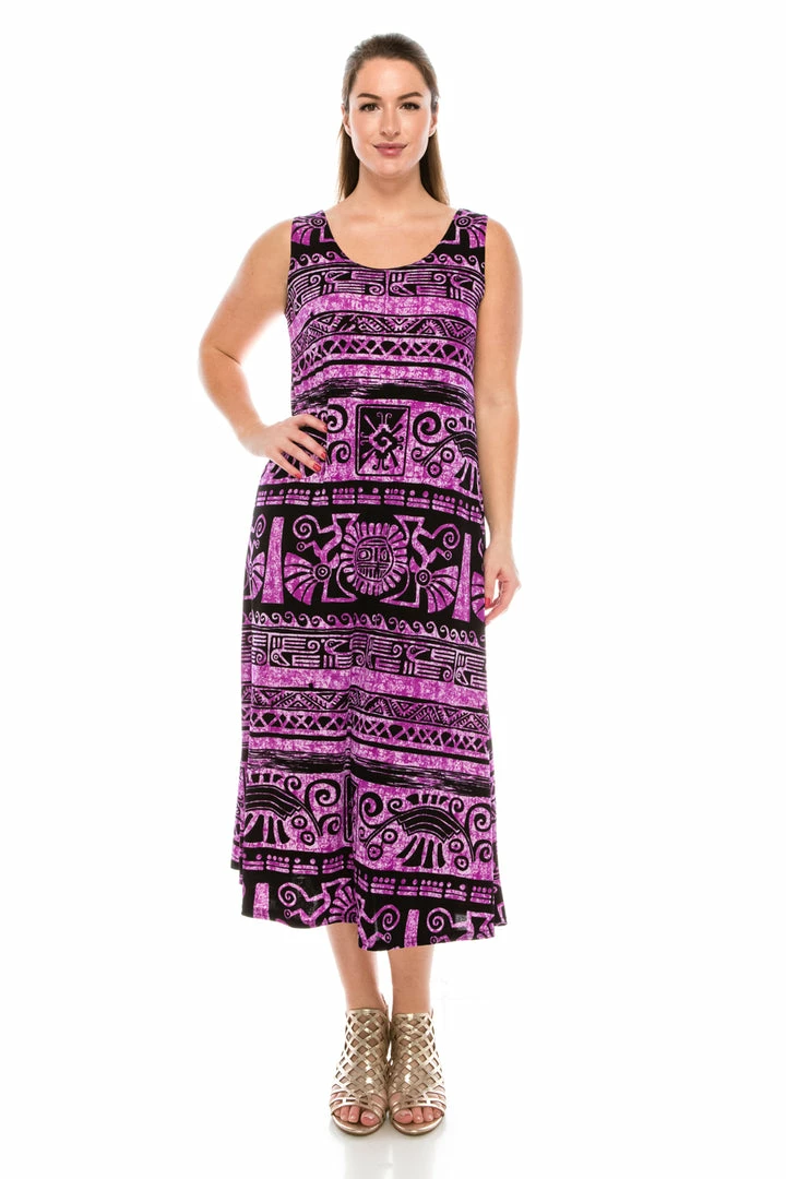 Jostar Dresses Stretchy Long Tank Dress Print-700BN-TRP1-W901