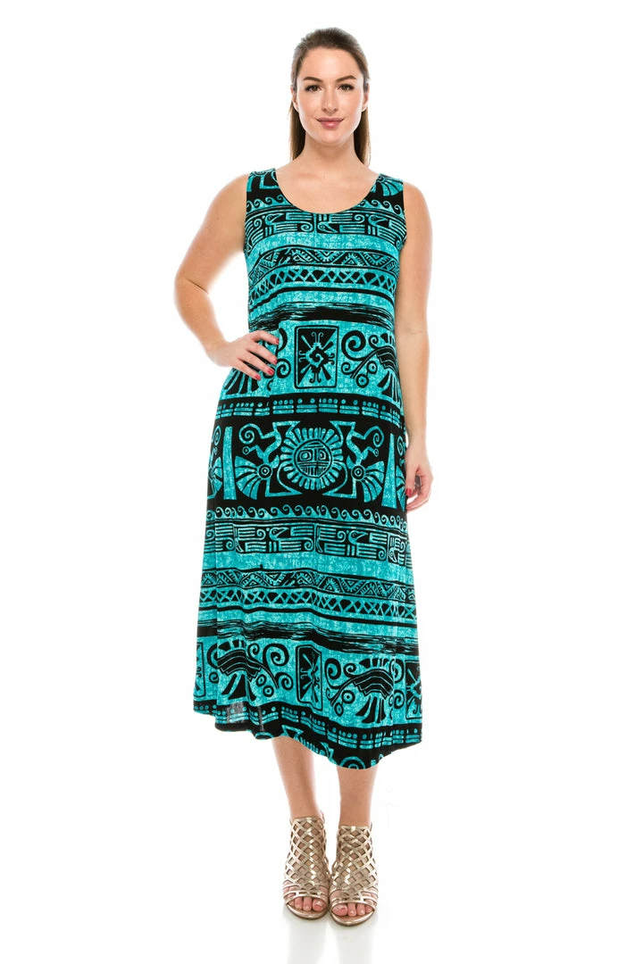 Jostar Dresses Stretchy Long Tank Dress Print-700BN-TRP1-W901