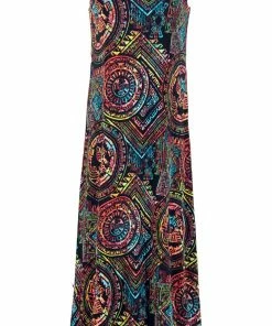 Jostar Women's Stretchy Tank Long Dress Sleeveless Plus Print, 700BN-TXP-W014