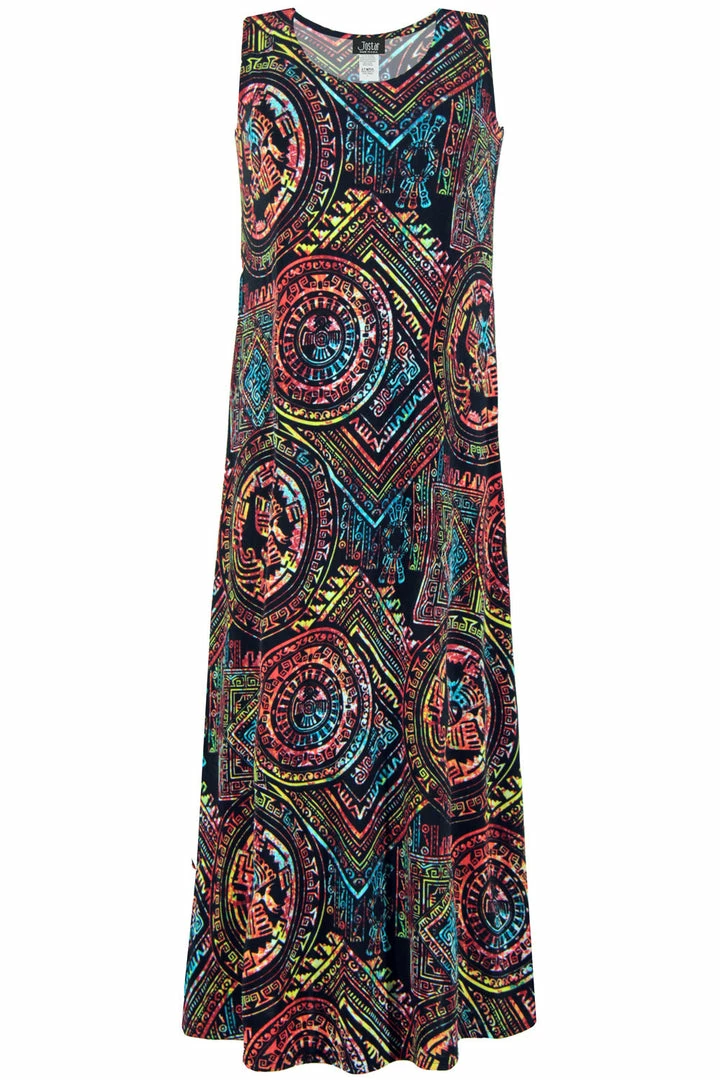 Jostar Women's Stretchy Tank Long Dress Sleeveless Plus Print, 700BN-TXP-W014