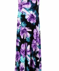Jostar Women's Stretchy Tank Long Dress Sleeveless Plus Print, 700BN-TXP-W050 Long Length