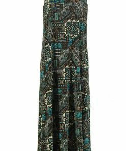 Jostar Women's Stretchy Tank Long Dress Sleeveless Plus Print, 700BN-TXP-W050 Long Length