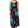 Jostar Women's Stretchy Tank Long Dress Sleeveless Plus Print, 700BN-TXP-W099 Plus Size