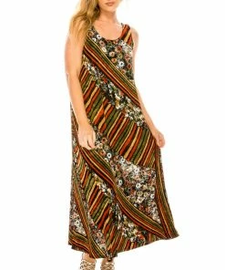 Jostar Women's Stretchy Tank Long Dress Sleeveless Plus Print, 700BN-TXP-W160