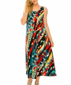 Jostar Women's Stretchy Tank Long Dress Sleeveless Plus Print, 700BN-TXP-W175 Plus Size