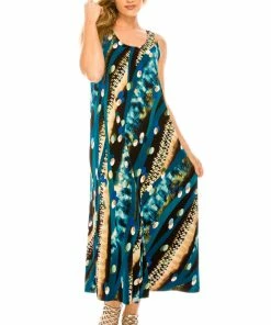 Jostar Women's Stretchy Tank Long Dress Sleeveless Plus Print, 700BN-TXP-W175 Plus Size