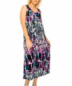 Jostar Women's Stretchy Tank Long Dress Sleeveless Plus Print, 700BN-TXP-W195
